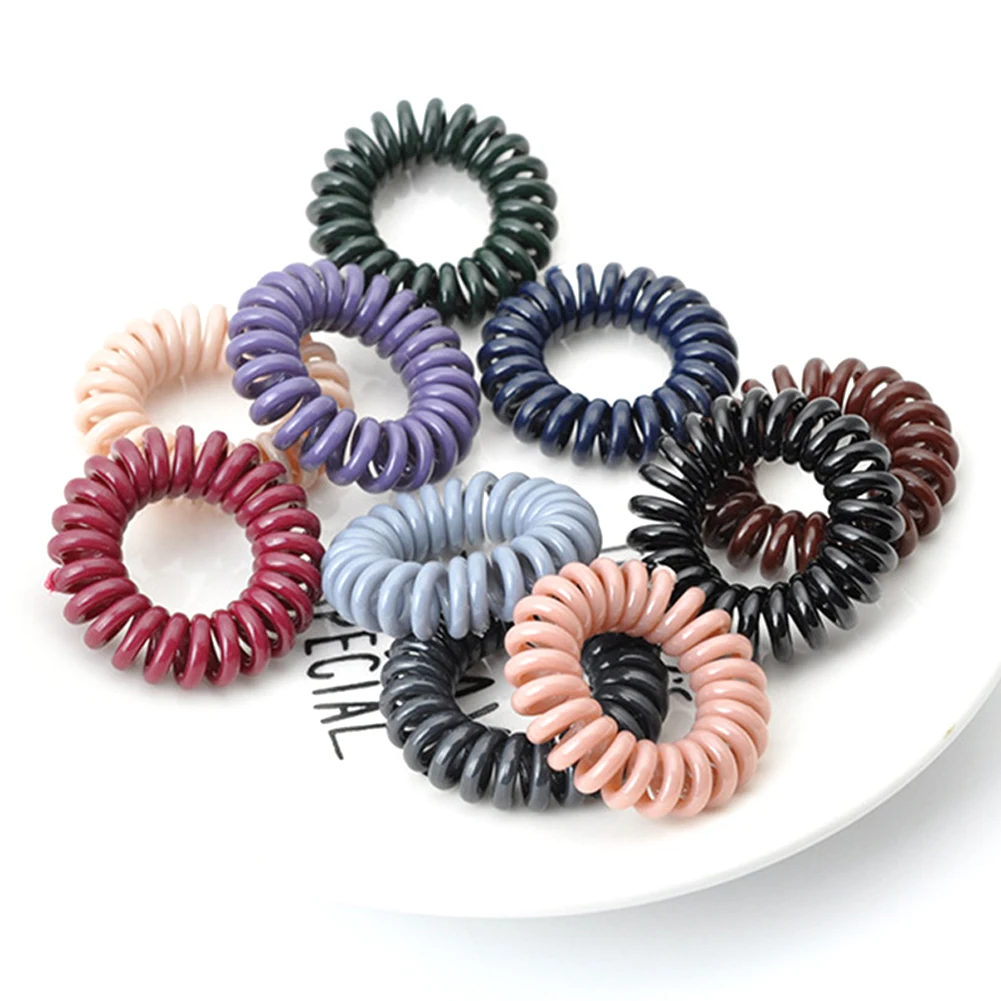 

Fashion Telephone Wire Hair Ties Headbands Donut Ponytail Hairstyle Elastic Hair Bands Spiral Scrunchies New Design Pink Black