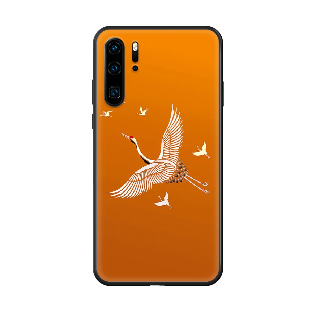 

Red-crowned Crane Phone case For Huawei P 30 10 20 40 Lite Smart Z Pro 2019 black waterproof painting Etui 3D back soft bumper