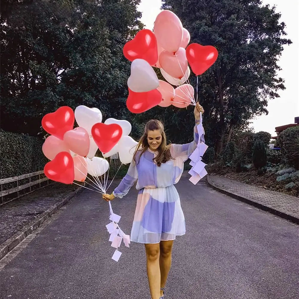 

10pcs Valentine's Day Heart-Shaped Latex Balloons With Different Colors Suitable For Wedding Birthday Parties Ramadan Decoration