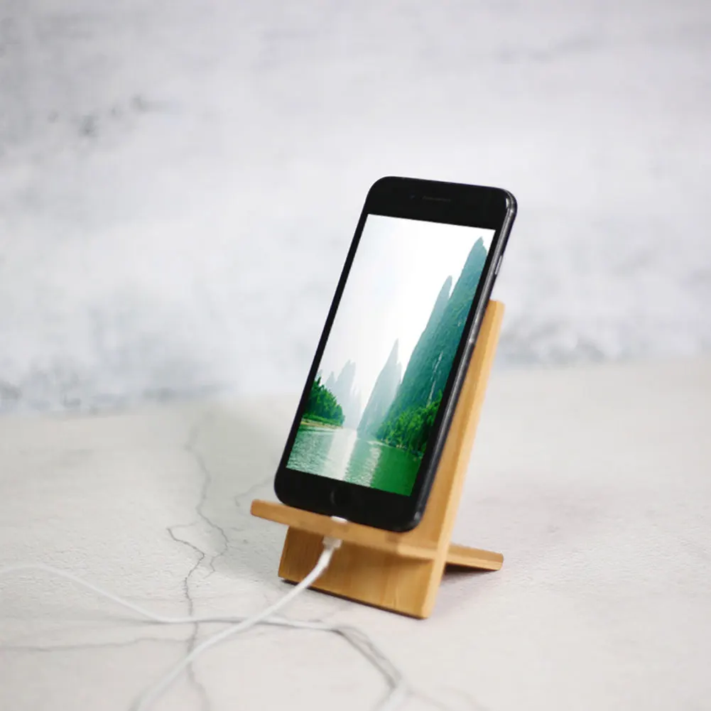 Настольный мини держатель из бамбука для смартфонов|Подставки и держатели| |