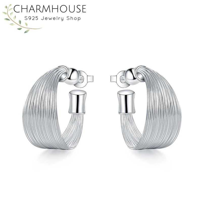 Silver 925 Hoop Earrings for Women Multi Lines Earing Brincos Femme Oorbellen Pendientes Fashion Jewelry Accessories Bijoux Gift | Украшения