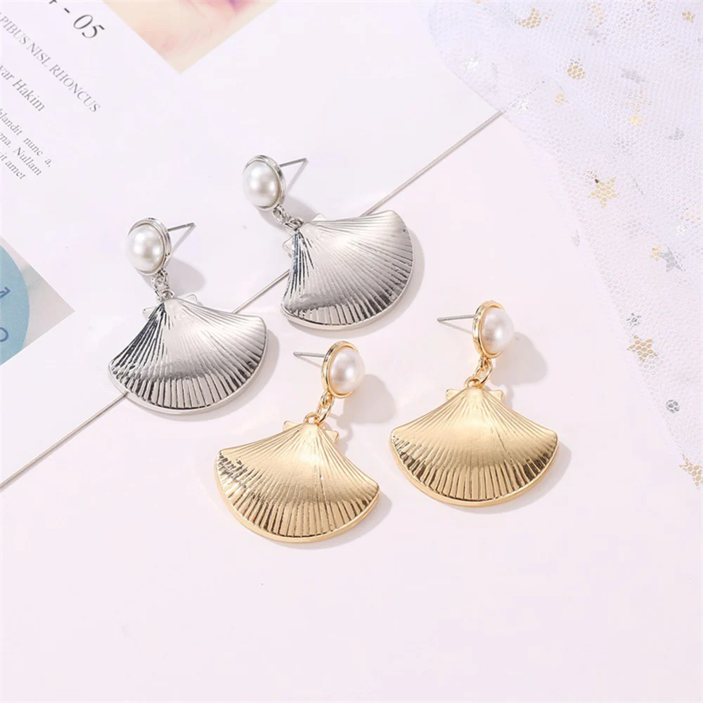 Bohemia Big Shell Drop Earrings For Women Personality Trendy Pearl Gold Dangle Fashion Jewelry Gifts Wholesale | Украшения и
