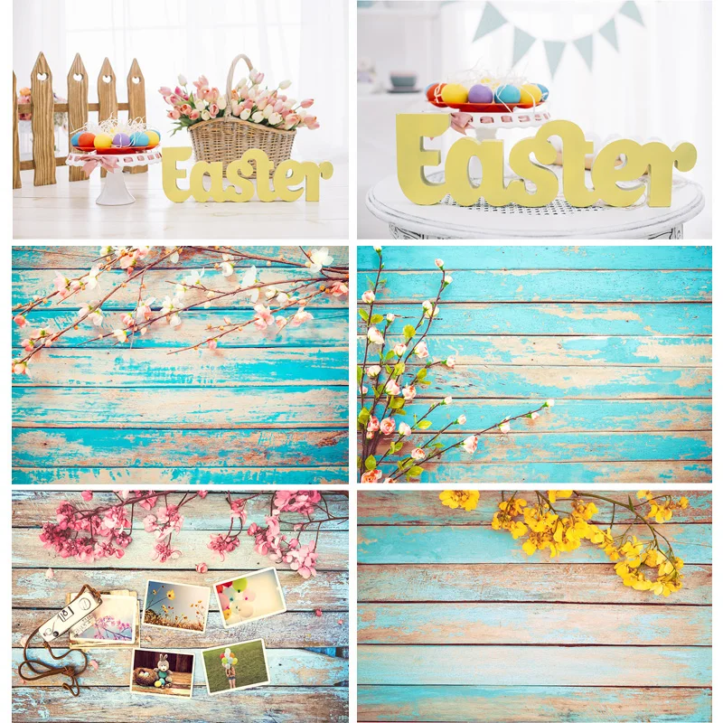 

SHUOZHIKE Art Fabric Photography Backdrops Easter day and Wood planks Theme Photo Studio Background 19117FH-05