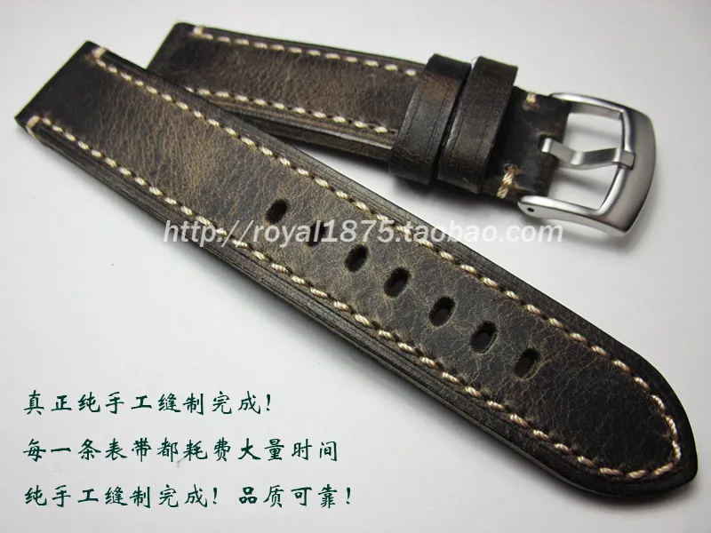 High quality handmade thick line leather strap male 18mm19mm 20mm 21mm 22mm vintage calf leather strap custom made old Wristband