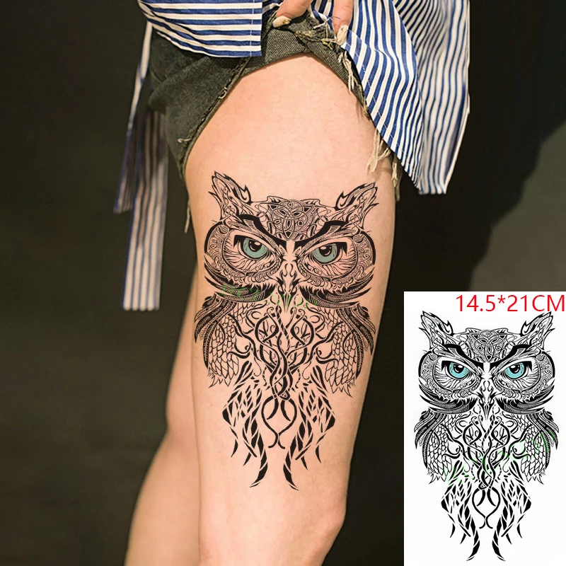 

Waterproof Temporary Tattoo Sticker Totem Blue Eye Owl Bird Animal Tatto Stickers Flash Tatoo Fake Tattoos Art for Men Women