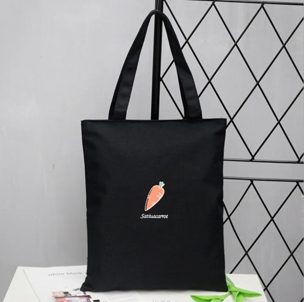 Black Carrot Модная брендовая Новая креативная Женская пляжная сумка через плечо, холщовая летняя сумка для отдыха, сумка для покупок, золотая молния - Цвет: Black Carrot
