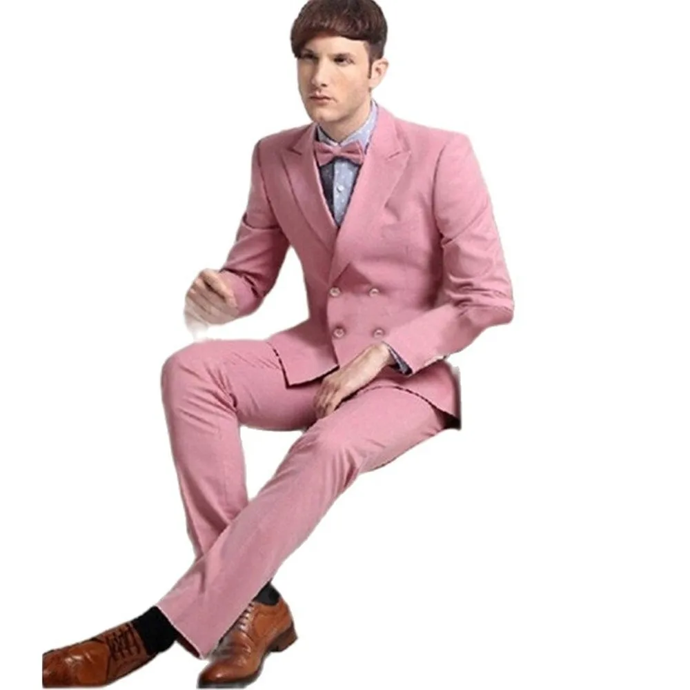 

Handsome Groomsmen Double-Breasted Groom Tuxedos Wedding Dress 2 Pieces Men Suits Blazer Prom Dinner(Jacket+Pants)