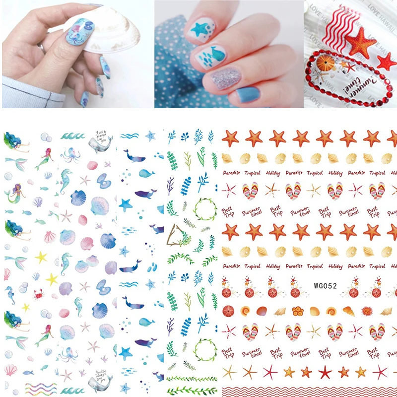 

1 pcs Summer Decal Nail Art Nail sticker Marine Beach anchor Boat fish Manicure Decoration