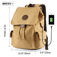 fashion college teenager laptop backpack schoolbag usb charge travel bag waterproof book bag high quality solid canvas backpack