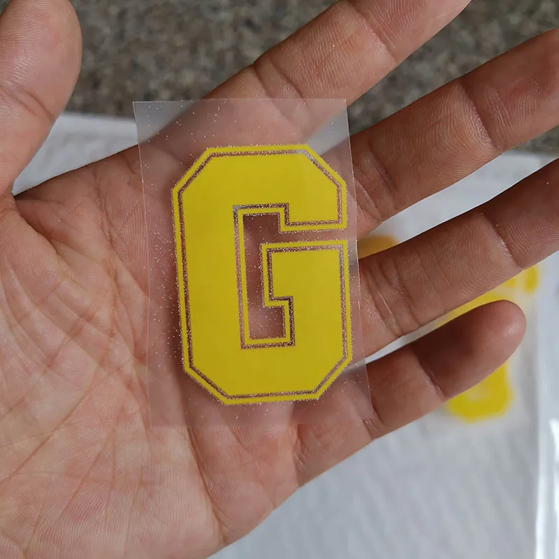 5cm-G 5 см желтый цвет буквы A-Z термонаклейки название Спортивная тканевая наклейка Горячая теплопередача DIY термоклейкие для одежды сумка обувь - Цвет: 5cm-G