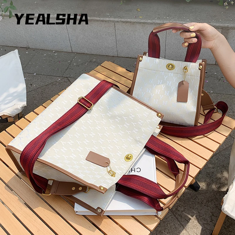 

Retro Canvas Handbags New Simple Large-Capacity One-Shoulder Messenger Bag Texture Portable Tote Bag Letter Handbag