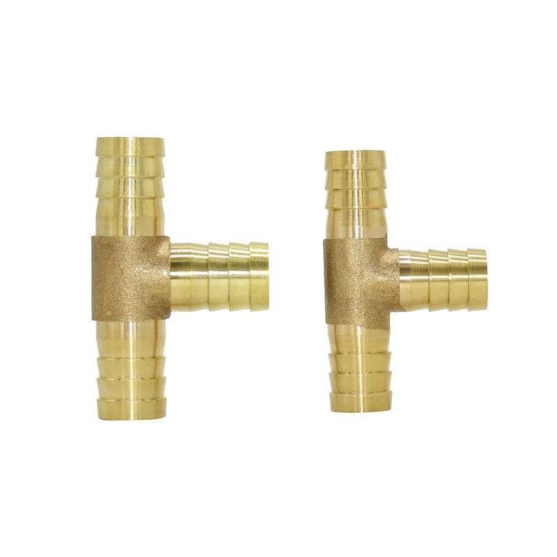 Латунный Т образный штуцер для шланга с зазубринами тройной соединитель медная