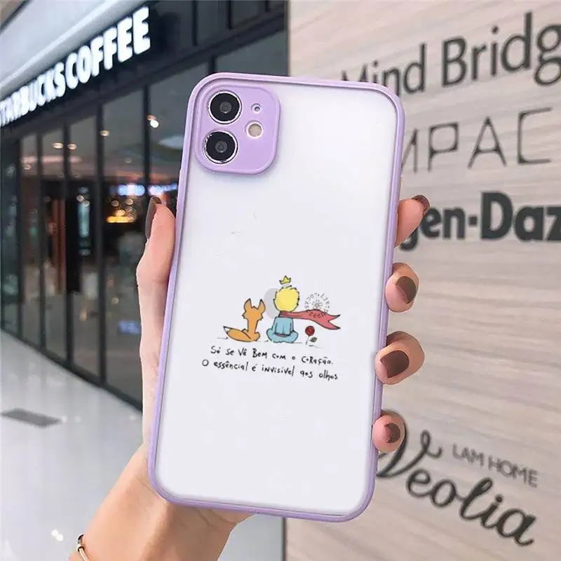 

Little Prince Phone Case For iPhone 12 11 Mini Pro XR XS Max 7 8 Plus X Matte transparent Purple Back Cover