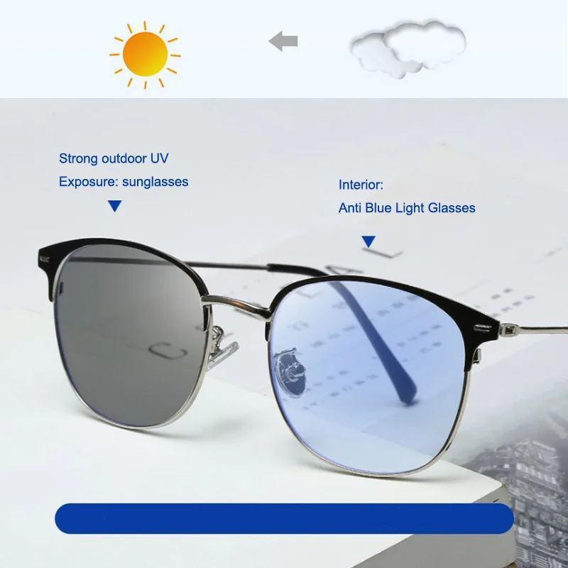 

Feishini Anti Blue Light Glasses Women Oval Blocking Filter Reduces Eyewear Strain Clear Photochromic Sunglasses Men Polarized