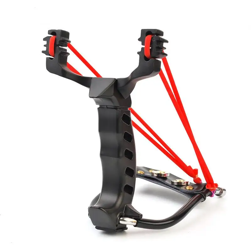 

Professional Two rubber band traditional slingshot high strength steel Hunting Catapult Hunter Folding Wrist Sling Shot