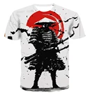 Летняя модная новая футболка с 3D принтом, одежда в японском стиле самурая, большие размеры, маленькие размеры, оптовая продажа