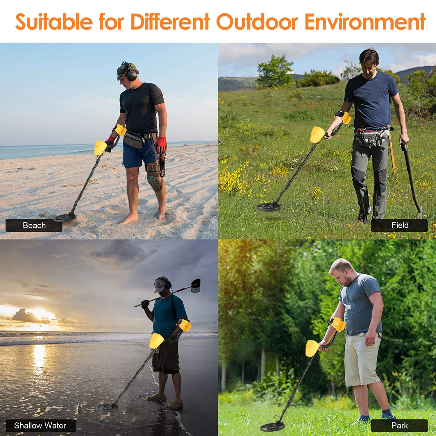 

Metal Detector 42-51in All Metal DISC Mode Pinpoint High-Accuracy 8.7in Waterproof Metal Finder with LCD Display Audio Prompt