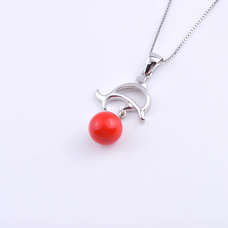 Hollow Dolphin Red Shell Pearl Necklaces For Women 925 Sterling Silver Aesthetic Peartl Pendants Collar Fashion Jewelry | Украшения и