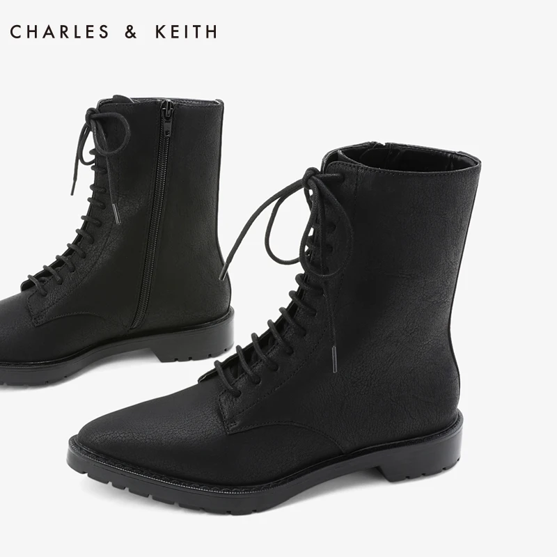 CHARLES＆KEITH Женские Берцы CK1-90900067 Чувство Твердости На шнуровке Средний Каблук
