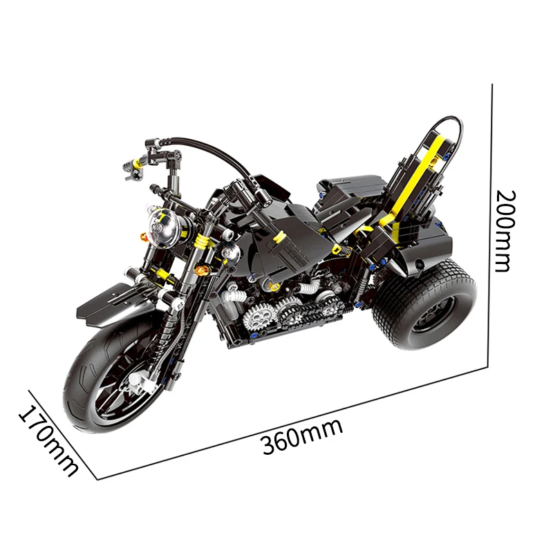 Креативный тяжелый мотоцикл набор реборн Techinque 853 шт. высокотехнологичные серии