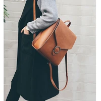 fashion pu leather backpack for women large capacity simple school bag for girls leisure shoulder travel bag for female rucksack