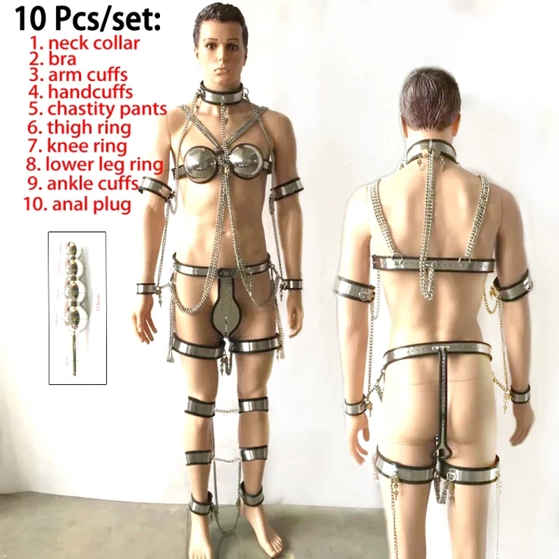 10 шт. комплект шлем-бандаж из нержавеющей стали Для мужчин Пояс верности штаны