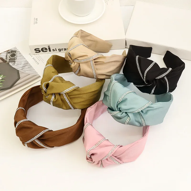 

Fashion 2021 Spring Hair Accessories High-end Shining Rhinestone Hairband Wholesale For Women Girls Knot Headband