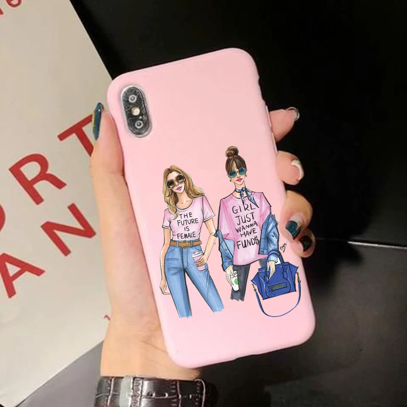 

Girlfriends Girls Bff Best Friends Forever pink Soft TPU Case For iPhone X 10 XS MAX XR 8 7 6 6s Plus 11 11Pro 11promax Cover