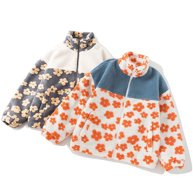 Куртка TEDSN в стиле оверсайз с маргаритками шерпа винтажная куртка на молнии