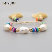 new perles heishi bracelet for women polymer clay beads tassel bracelets girl summer beach freshwater baroque pearl jewelry