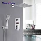 Хромированный смеситель для душа в ванную комнату, дождевая насадка для душа, 23 путей, цифровой дисплей, экран, смеситель, кран с ручной душевой системой
