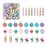 1 box colorful ice cream lollipop resin pendants heart marshmallow handmade polymer clay charms necklace diy jewelry making