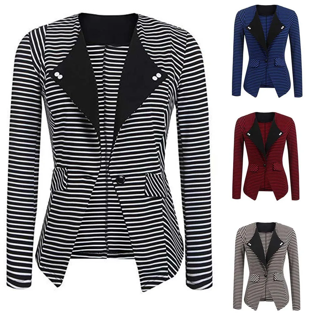 Женский блейзер на одной пуговице SAGACE полосатый с длинным рукавом женский костюм