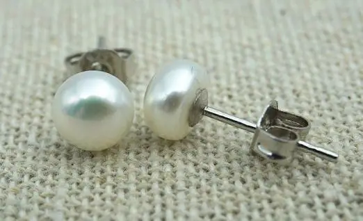 

Unique Design AA One Pair White Pearl Earrings S925 Sterling Silve Stud Fine Jewelry Little Girl Birthday Party Gift Lady Gift