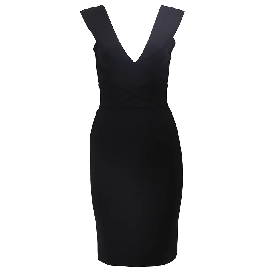 

2020 Summer New Bodycon Bandage Dress Women's Solid Color Sleeveless Deep V-Neck Sexy Nightclub Celebrity Party Dress Vestidos