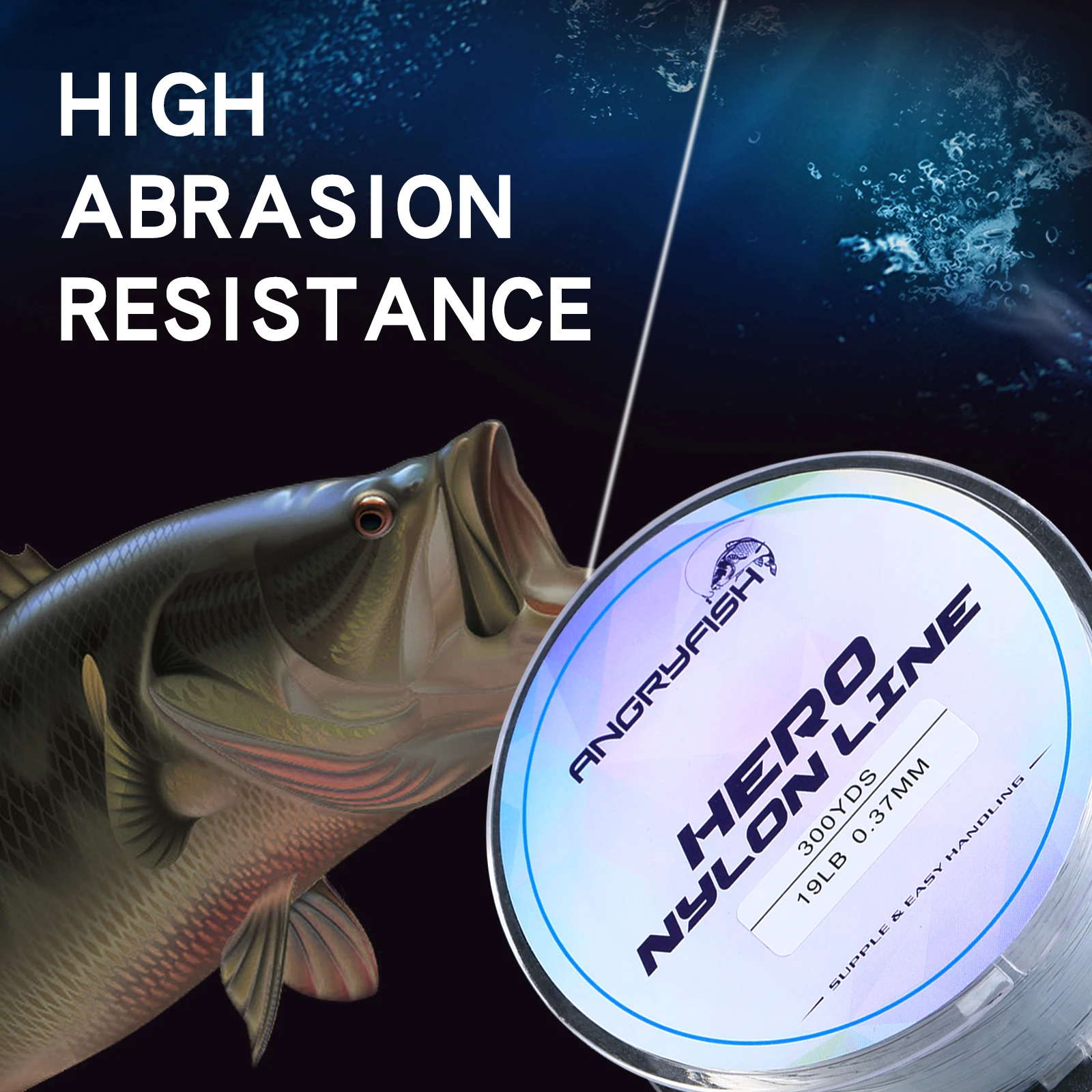 Angryfish Hero 3 вида цветов 300YD 0 12 мм 47 нейлоновая рыболовная леска Материал супер