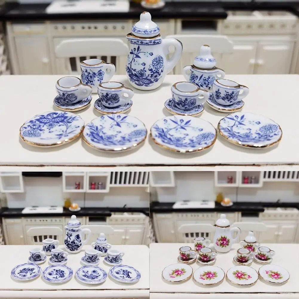 1/12 г. игровой миниатюрный керамический чайный набор для кукольного домика модель