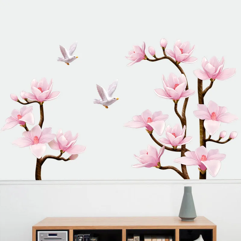 

3D Flowers Wall Stickers Fridge Sticker Living Room Bedroom Decor Aesthetic Self-adhesive Wallpaper Wedding Room Decal Art Mural