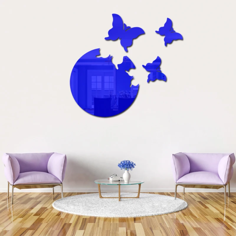 Зеркальная Настенная Наклейка бабочка наклейка настенное искусство съемное