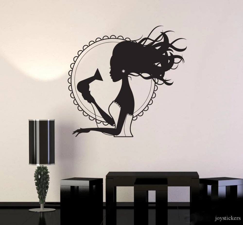 Фен для волос стилист виниловые наклейки на стены Стикеры s Красота салон женщина