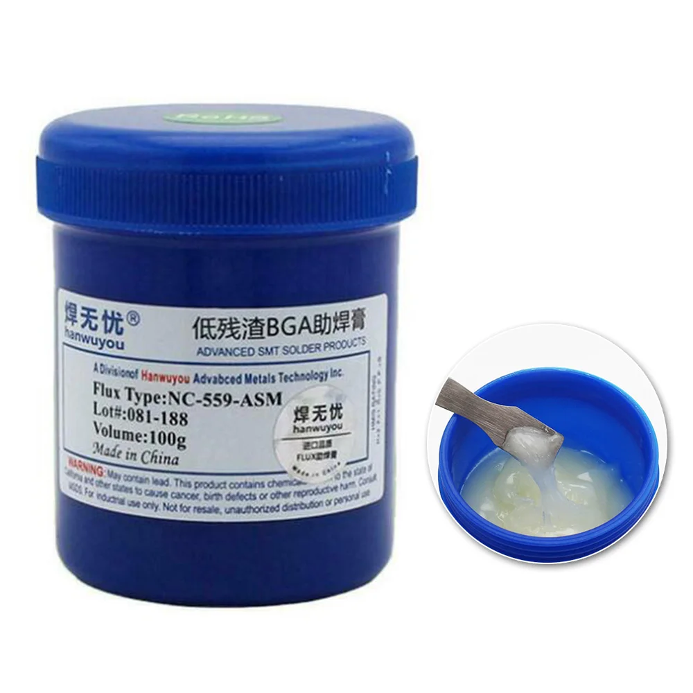 

Флюс паяльной пасты для реболлинга 100 г NC-559-ASM BGA PCB SMT IC, пастообразный флюс, сварочные флюсы с высокой вязкостью, неочищенные Флюсовые фиксир...