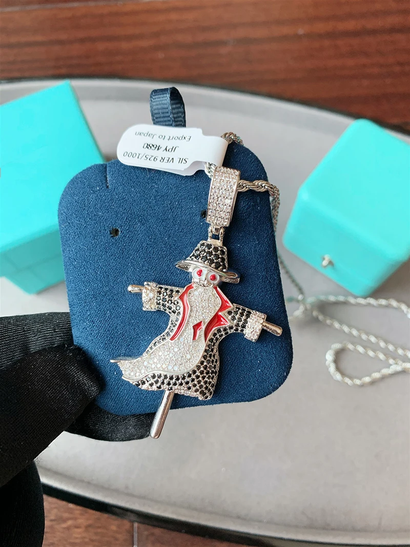 

Cute full zircon scarecrow pendant necklace 210324-66
