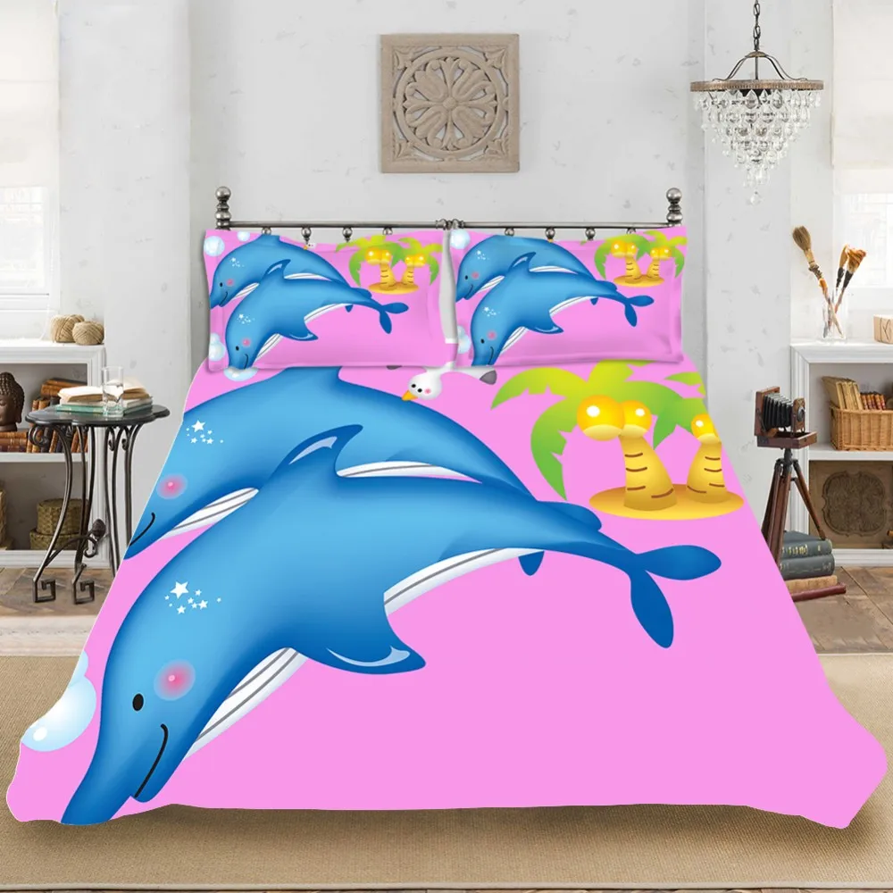 Детский комплект для спальни с украшением 100% микрофибра розовый синий цвет