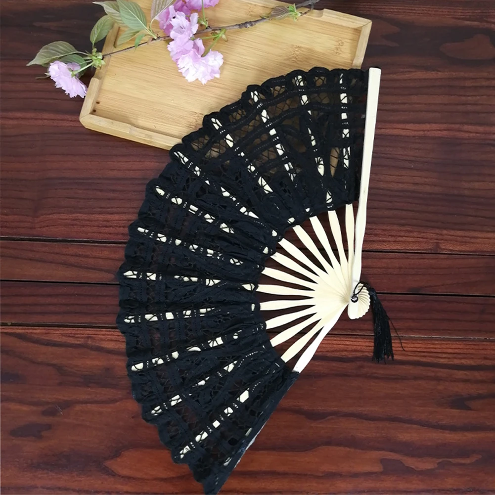 

Цветочная ручная фотография Выпускной ручной работы вечеринка Свадьба декоративный китайский стиль складной веер подарок кружевная ткань...