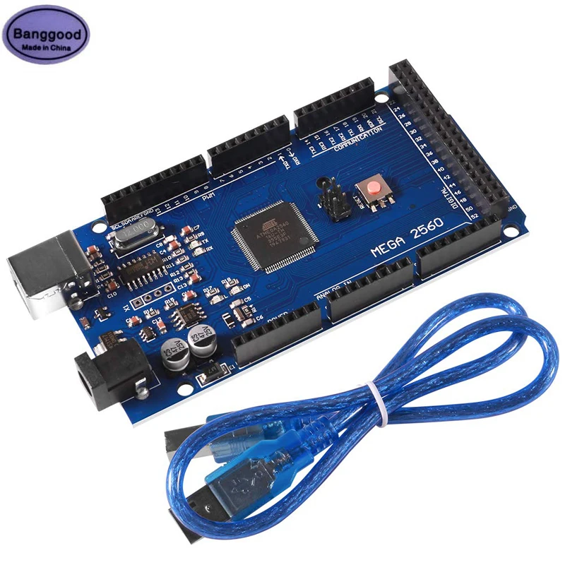 

MEGA 2560 MEGA2560 R3 (ATmega2560-16AU CH340G) AVR Development Board Compatible Microcontroller Card with USB Cable for Arduino