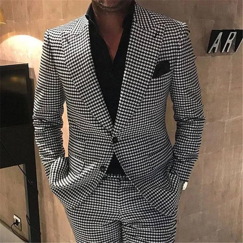 2020 мужской костюм Homme Mariage из 2 предметов куртка с рисунком гусиная лапка и штаны