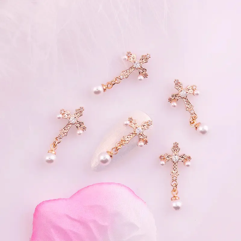 

5pcs/lot TN5164 Alloy Zircon Cross Nail Art Crystals jewelry Rhinestone nails accessories supplies nail art decorations charms