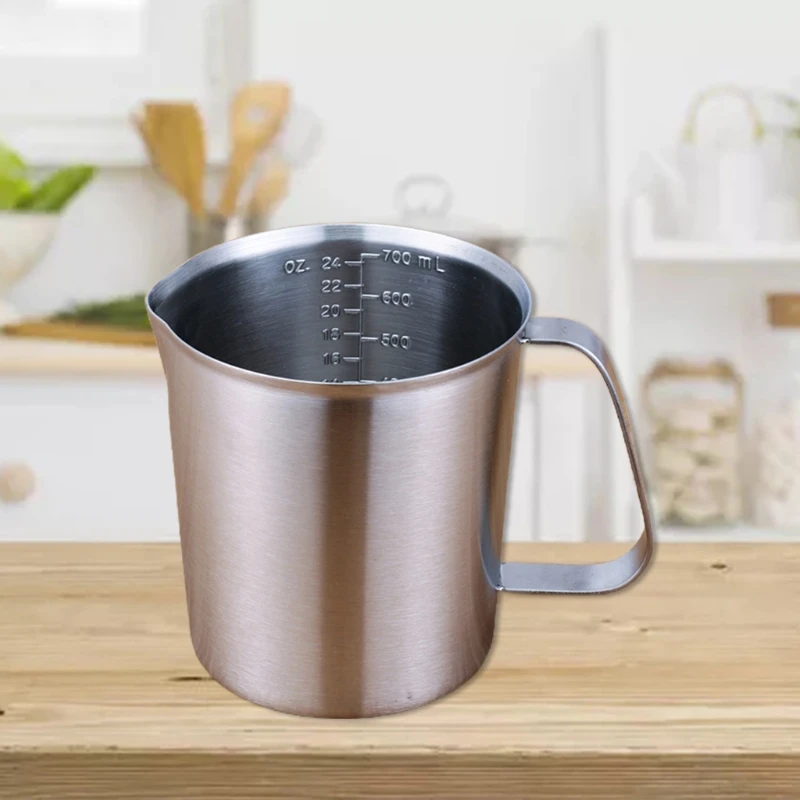 

HX5B Thickened 304 Stainless Steel Measuring Cup with Scale Handle 500ml-2000ml Large Capacity Kitchen Milk Frother Cups