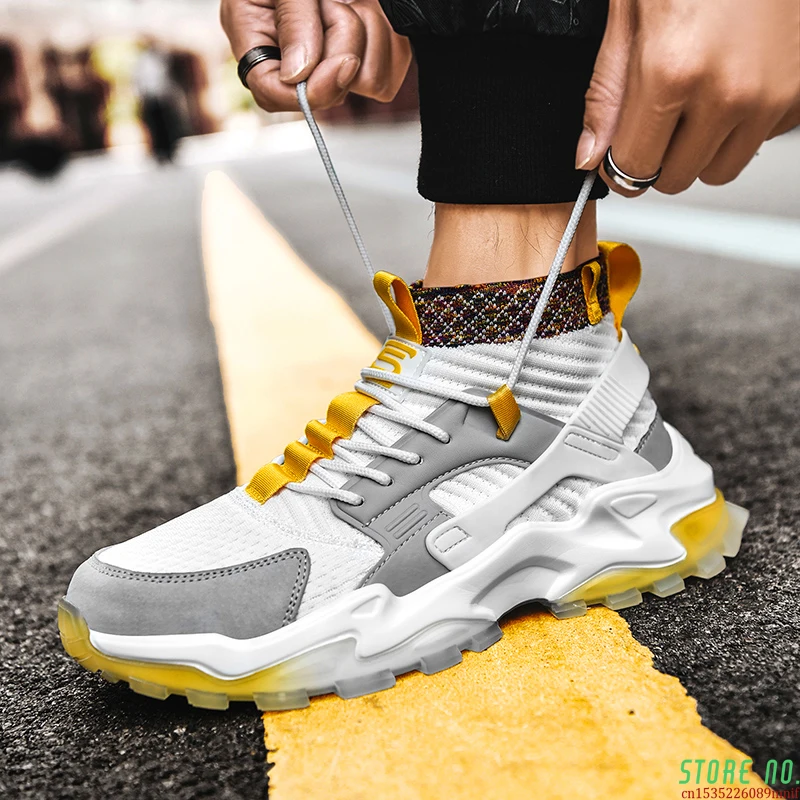 

Мужские кроссовки для бега амортизирующие Новые мужские носки с волнистой подошвой обувь 2021 модные массивные кроссовки осенние мужские по...