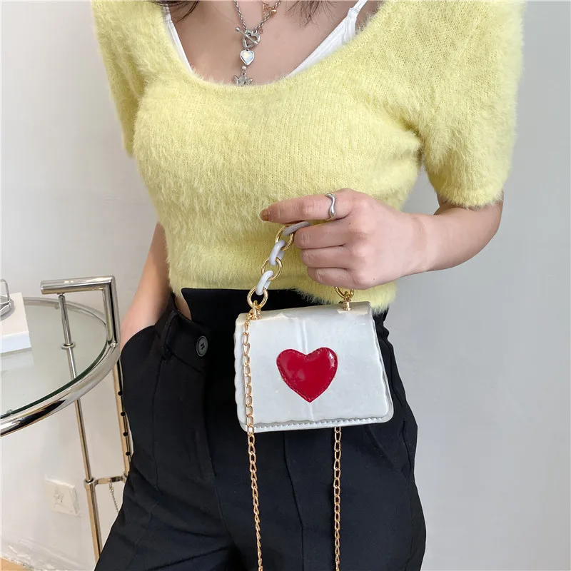 

Small Bag Female 2021 Tide Leisure Chain Portable Messenger Bag Girl Heart-shaped One-shoulder Small Square Bag